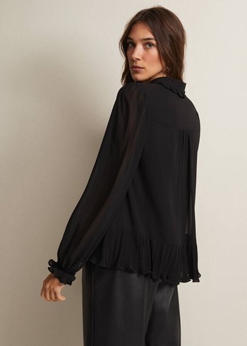 Phase Eight April Ruffle Shirts Black Australia | QR4132976